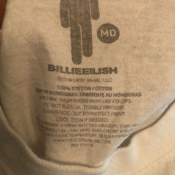 Billie Eilish Cartoon Sleeveless White Official T-Shirt Men's Medium - Picture 3 of 3